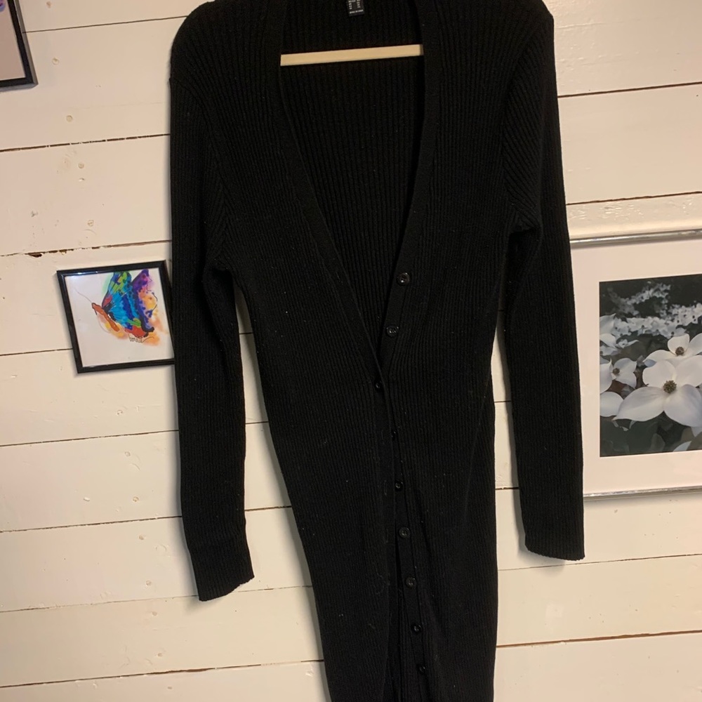 Long button sweater dress